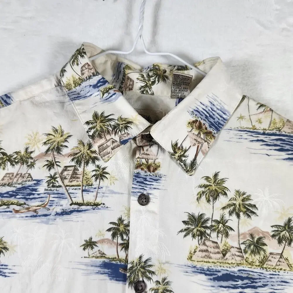 Campia Moda Hawaiian Shirt Size‎ Large Tropical Palm Cotton Casual